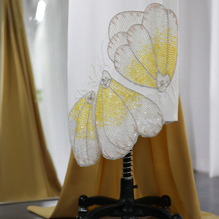 White Lilac Butterfly Luxury Evening Dresses SS475