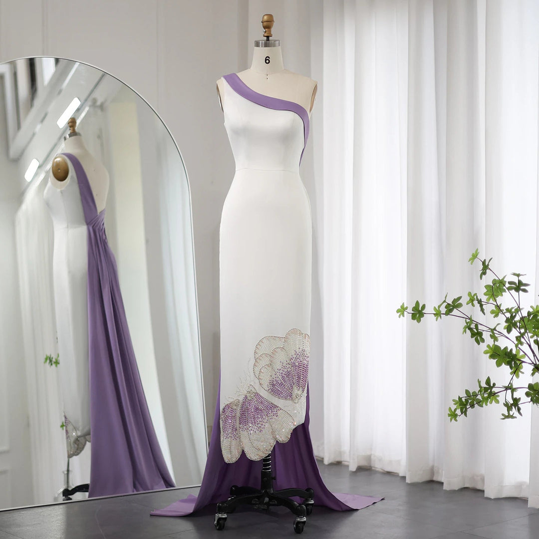 fitted lace wedding dress White Lilac Butterfly Luxury Evening Dresses SS475, White Lilac / 6