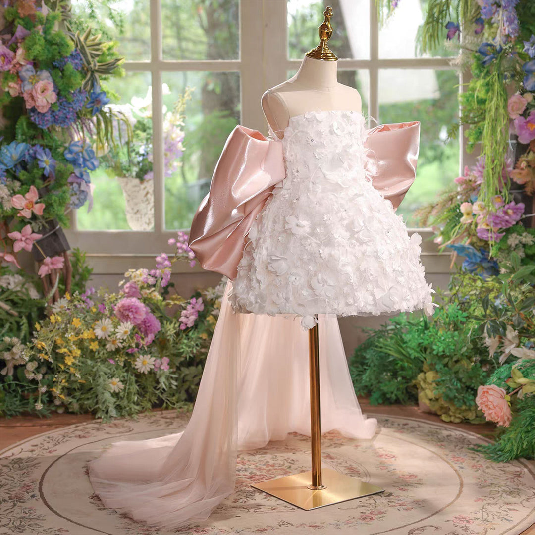 bow birthday dress Luxury Big Bow Princess Girl Dress for Birthday Party Prom J513