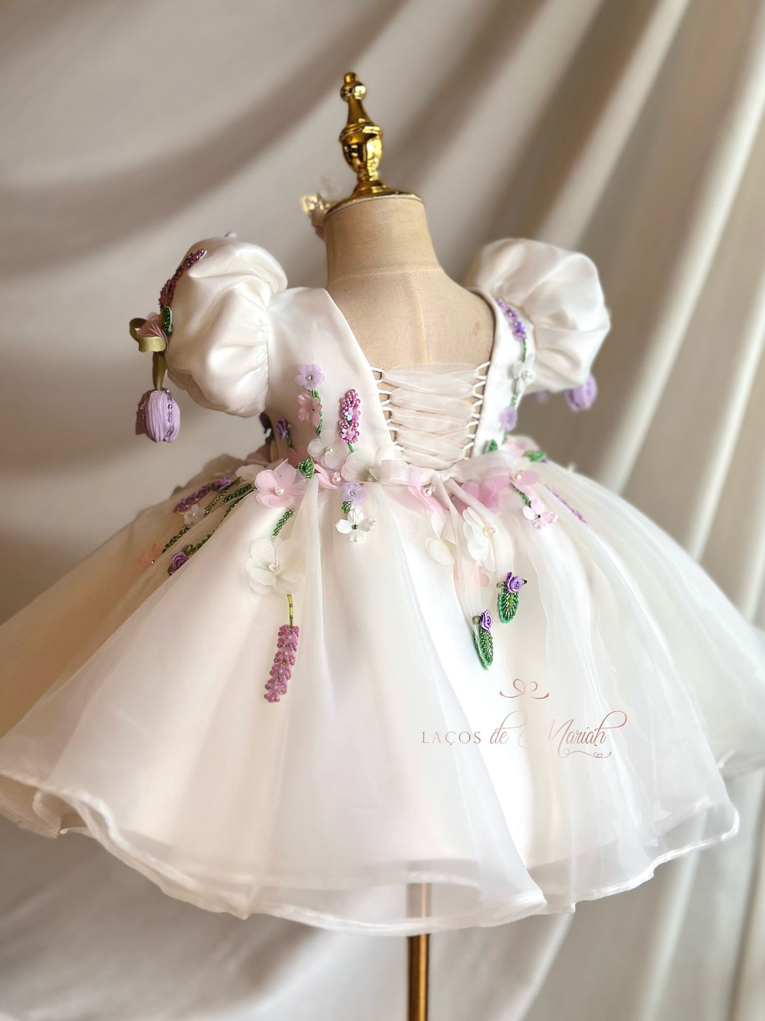 Handmade 3D Floral White Princess Dreamy Birthday Dress J832