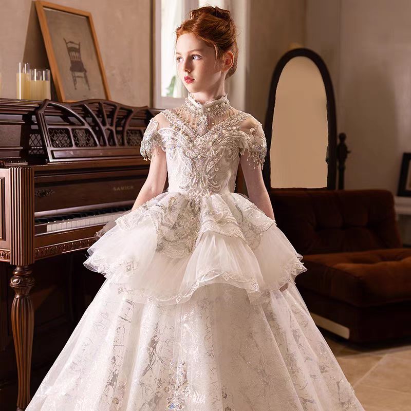 Luxury Off White Lace Princess Flower Girl Dress J186