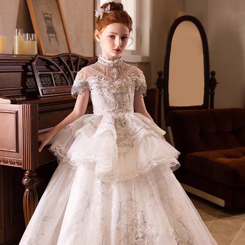 Luxury Off White Lace Princess Flower Girl Dress J186