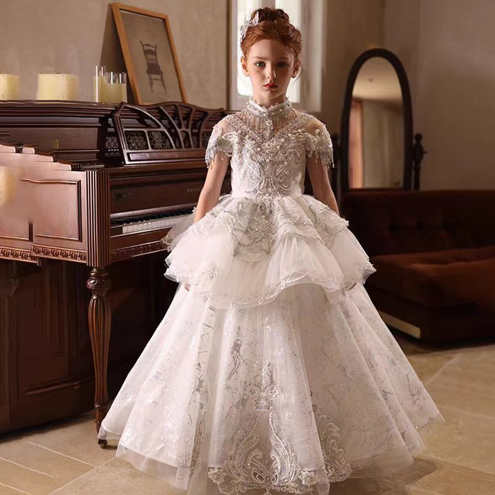 Luxury Off White Lace Princess Flower Girl Dress J186