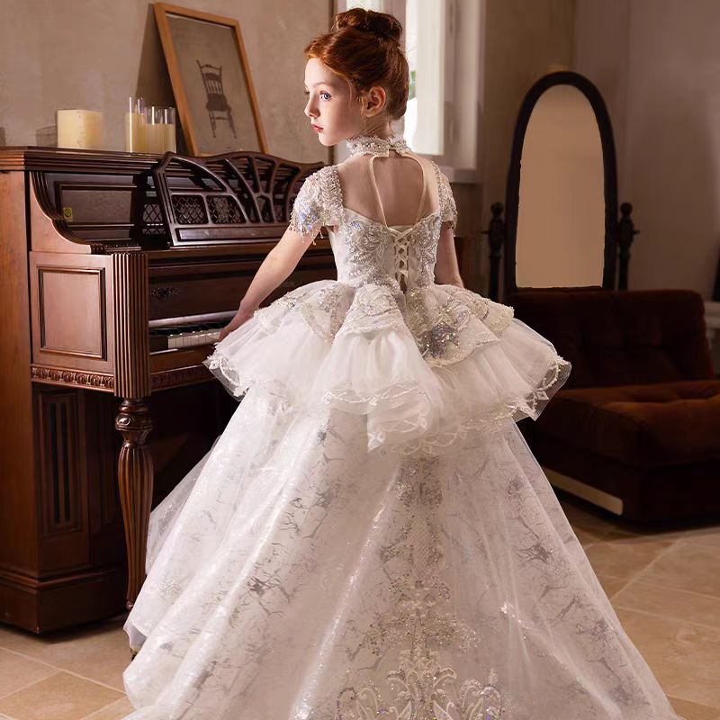 Luxury Off White Lace Princess Flower Girl Dress J186