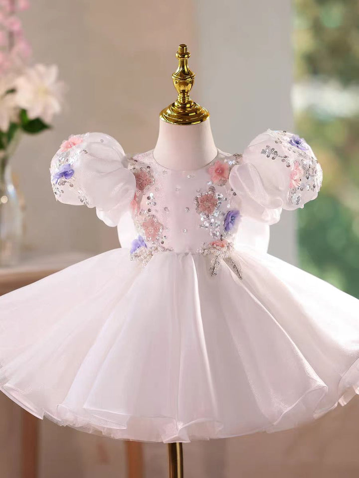 Elegant Appliques Princess Girl Dress for Birthday Party D034
