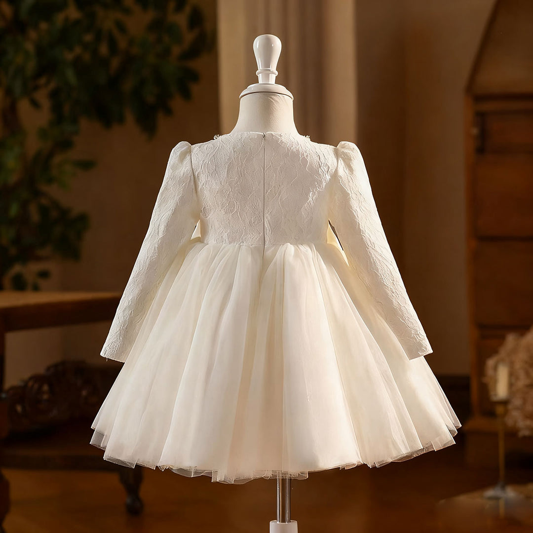 Elegant White Long Sleeve Princess Girl Dress for Birthday Party D206