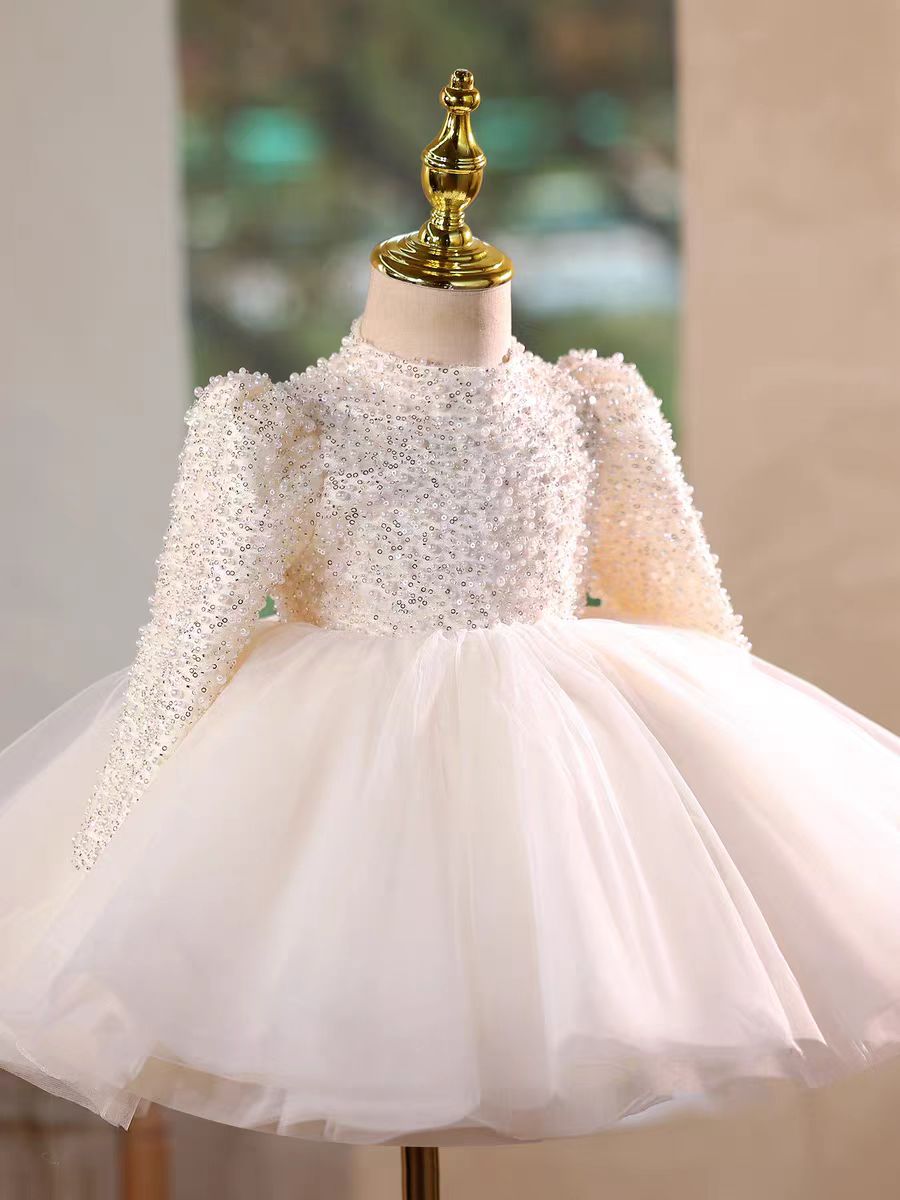 Elegant Pearl Princess Girl Dress for Birthday Party J716