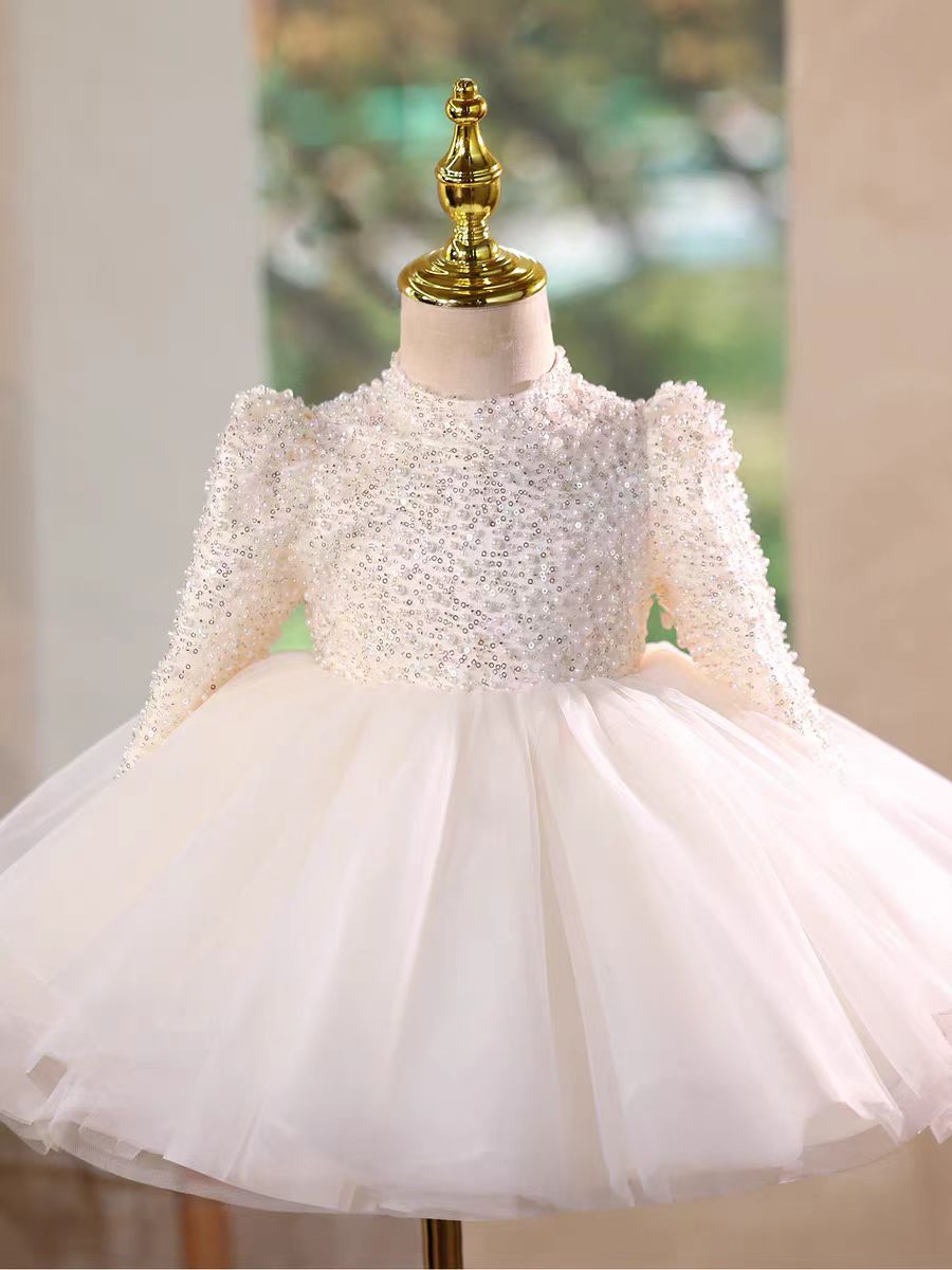 Elegant Pearl Princess Girl Dress for Birthday Party J716