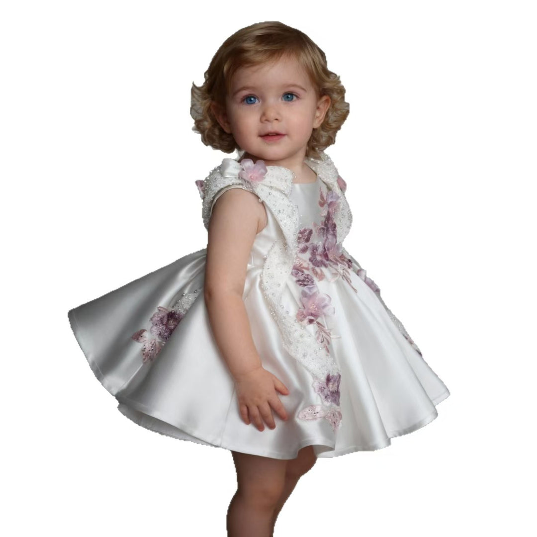 Elegant White Beaded Princess Dress for Girls Birthday Party Wedding J869