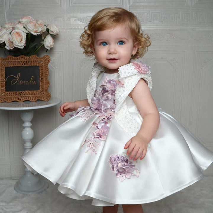 Elegant White Beaded Princess Dress for Girls Birthday Party Wedding J869