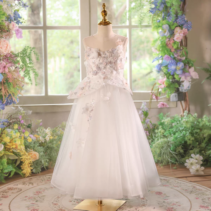 Charming White Princess Dress for Flower Girl Pageant D192
