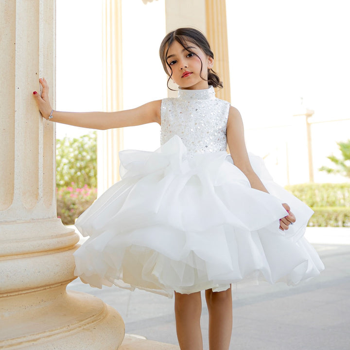 White Flower Girl Dress for Toddler Birthday Wedding Party J580