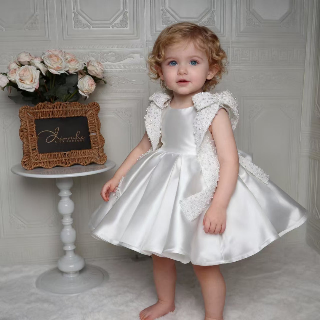 Elegant White Beaded Princess Dress for Girls Birthday Party J870