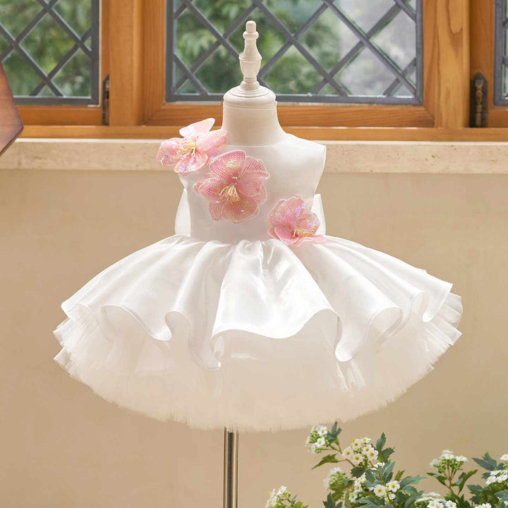3D Sequin Floral Sleeveless Satin Girls Party Dress J509