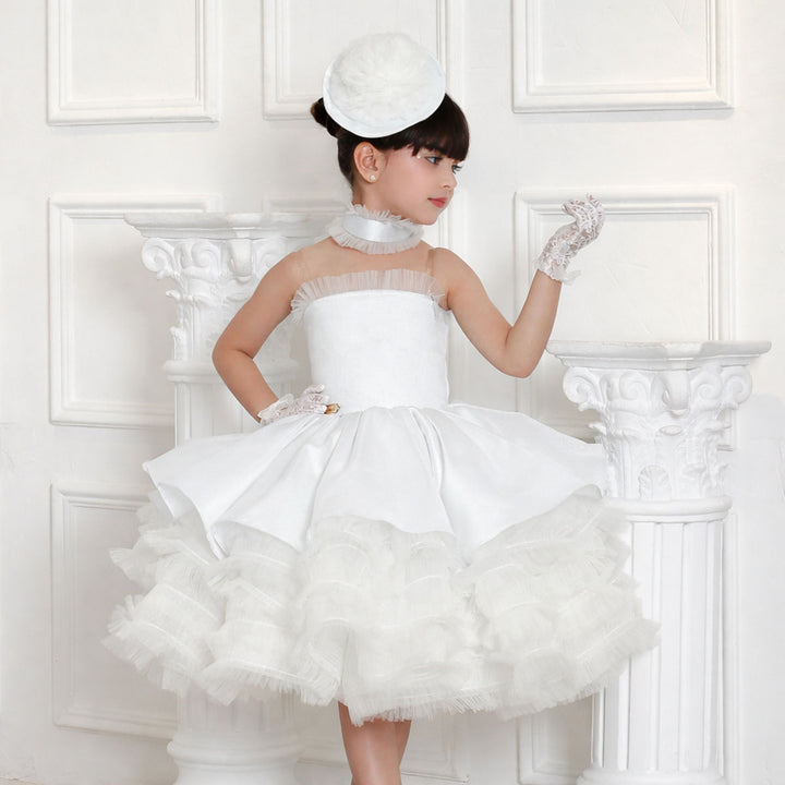 Luxury Sky Blue Arabric Girl Dress with Headgear Kids Princess J194