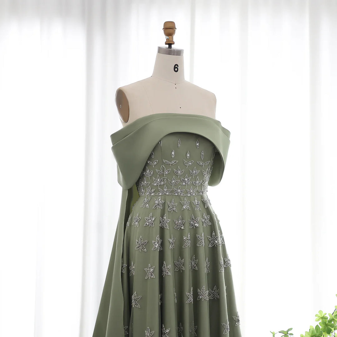 Yellow Satin Luxury Dubai Evening Dress with Cape 2025 SS455