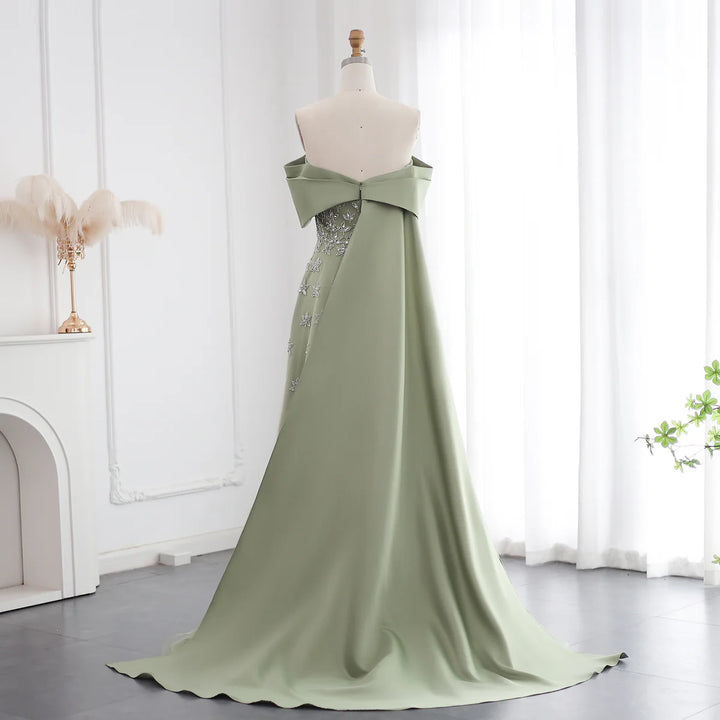 Yellow Satin Luxury Dubai Evening Dress with Cape 2025 SS455
