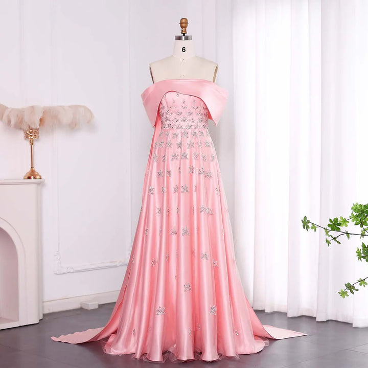 Yellow Satin Luxury Dubai Evening Dress with Cape 2025 SS455