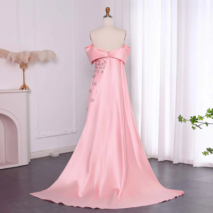 Yellow Satin Luxury Dubai Evening Dress with Cape 2025 SS455