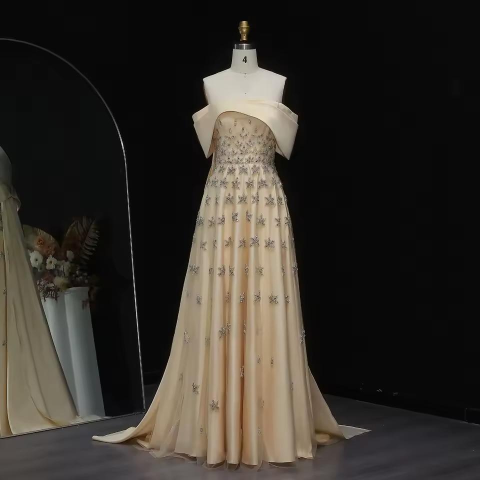 Yellow Satin Luxury Dubai Evening Dress with Cape 2025 SS455